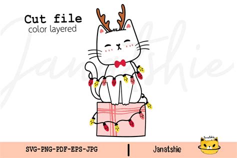 Kitten Cat With Christmas Light Svg Graphic By Janatshie · Creative Fabrica