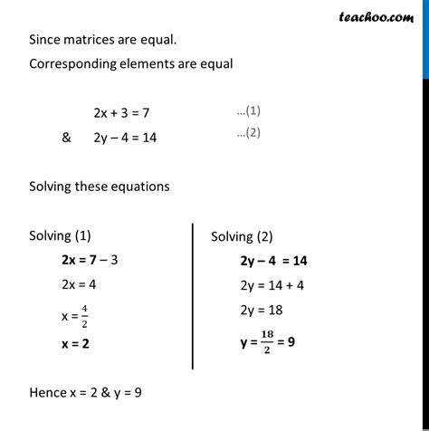 Example 10 Find X And Y 2[x 5 7 Y 3] [3 4 1 2] Examples