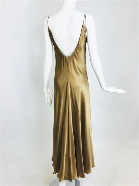 Ralph Lauren Bias Cut Gold Silk Satin Long Slip Dress At 1stdibs Gold