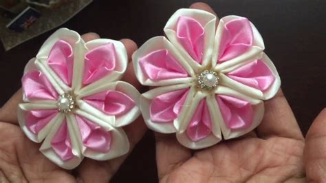 Kanzashi Flower Diy Satin Ribbon Flower Hair Clip Spring Colors