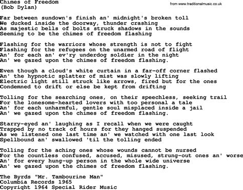 Chimes Of Freedom By The Byrds Lyrics With Pdf