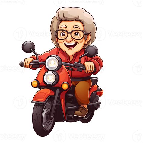 Cute Grandma Riding Motorcycle Clipart Ai Generative 27235679 Png