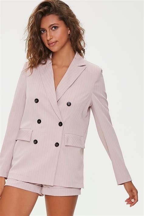 Pinstriped Blazer And Shorts Set In 2020 Blazer And Shorts Work Wear