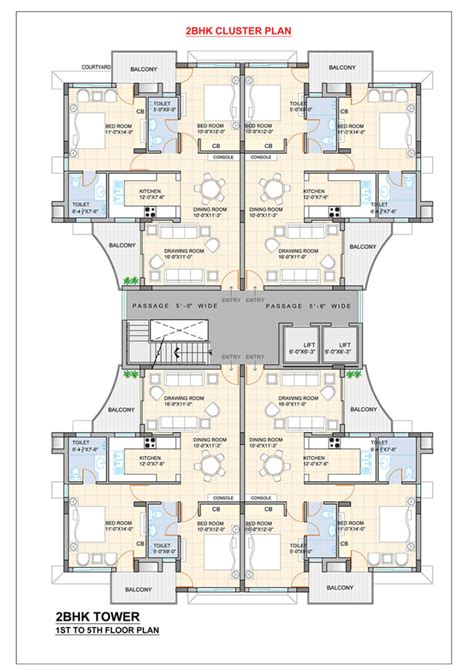 2 Bhk Cluster Plan Steel Strips Towers