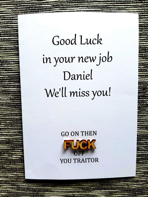 Personalised Fuck Off Traitor Card Funny New Job Card Good Luck Card