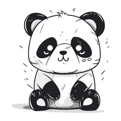 Ilustración de vector de dibujos animados lindo panda panda dibujado a