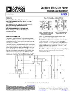 Quad Low Offset Low Power Operational Amplifier Data Quad Low