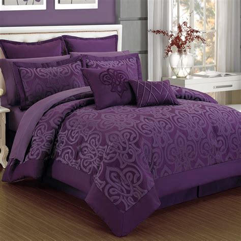 Curtis Damask Piece Comforter Set In Plum Bedding Bedroom Decor