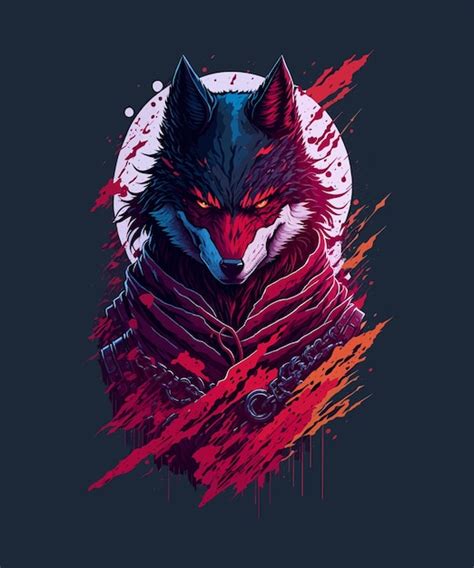 Arte digital de un lobo con aspecto artístico. | Vector Premium