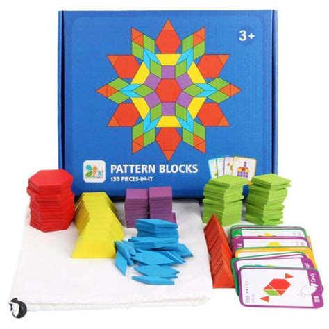 Wooden Pattern Blocks For Kids 155 Pieces Geometric Sorting Blocks