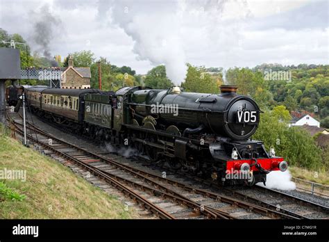 Gwr King Class 4 6 0 No 6024 King Edward I Steam Locomotive Leaves Highley Station Shropshire