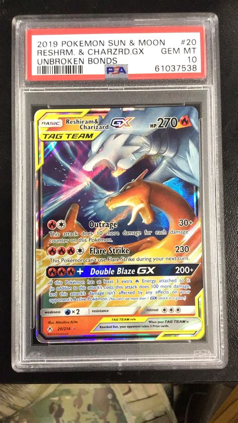 2019 Pokemon Sun Moon Unbroken Bonds 20 Reshiram Charizard Gx PSA