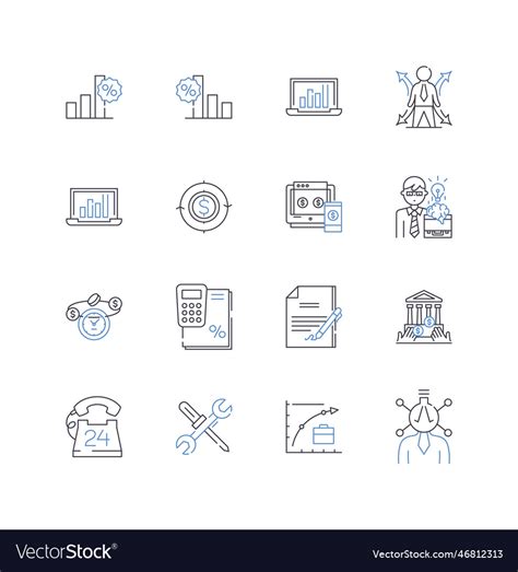 Payroll Revenues Line Icons Collection Earnings Vector Image