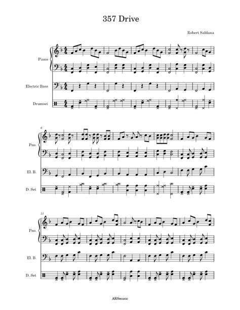 357 Drive Sheet Music For Piano Bass Guitar Drum Group Mixed Trio