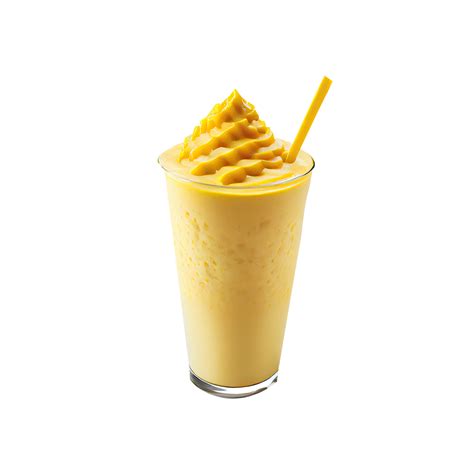 D Render Of Pineapple Or Mango Milkshake Glass With Straw Element