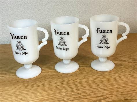 3 Vintage Tuaca Pedestal Milk Glass Irish Coffee Italian Coffee Mugs Etsy