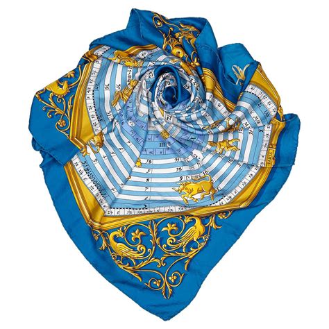 Hermès Hermes Blue Dies et Hore Silk Scarf Multiple colors Cloth ref