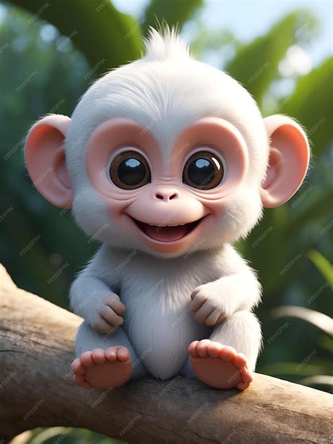 Premium Photo Ai Monkey Baby Monkey White Cutelittlebeautiful Smile