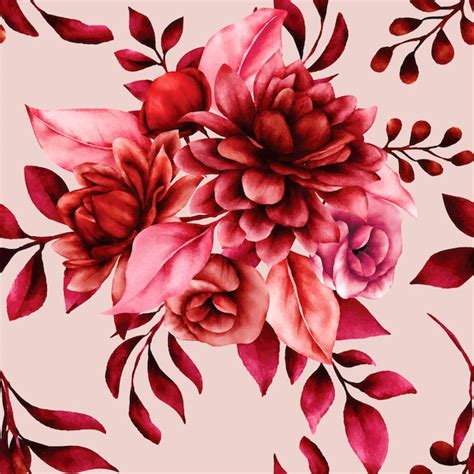 Motif Floral Sans Couture Avec De Belles Fleurs Et Feuilles Marron