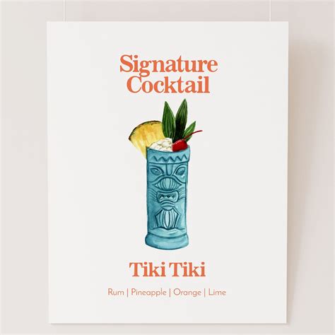 Retro Tiki Cocktail Menu Signature Cocktail Template Etsy