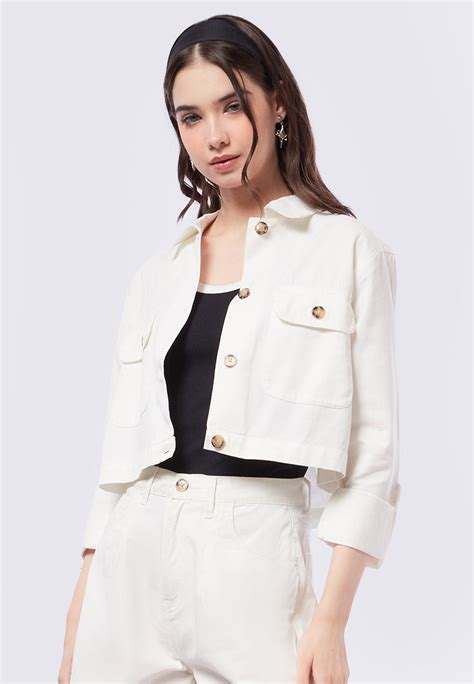 Rolled Up Sleeve Crop Jacket Colorbox Indonesia