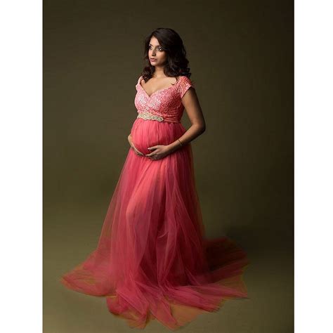 New Short Sleeves Maternity Dress For Photoshoot Lace Pregnant Dress