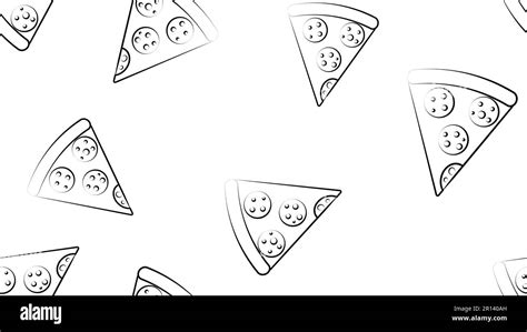 Pizza Seamless Pattern On White Background Vector Illustration Stock