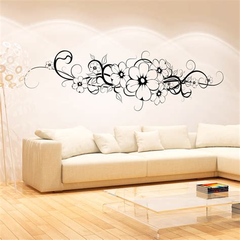 Wandtattoo Blumenranke Mit Blumenk Pfen Deko Idee F R Wohnzimmer