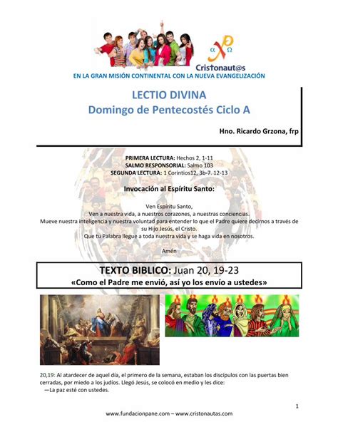 Pdf Lectio Divina Domingo De Pentecost S Ciclo A A Domingo De