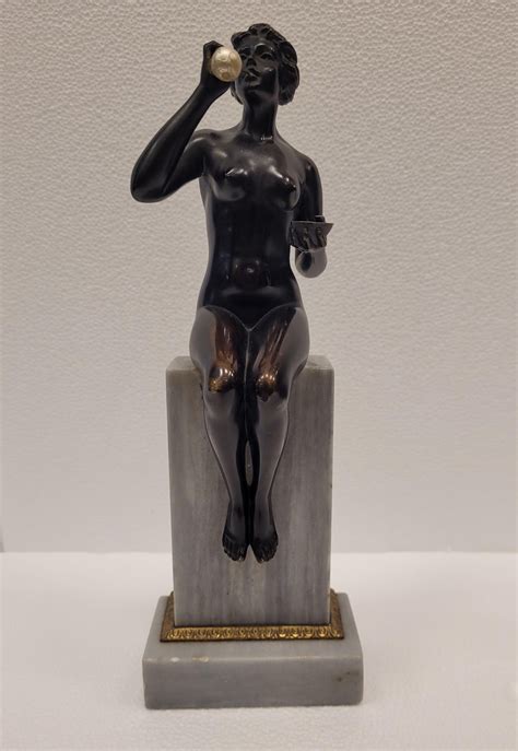 Art Nouveau German Bronze Sculpture Naked Woman Blowing Bubbles For Sale At Stdibs