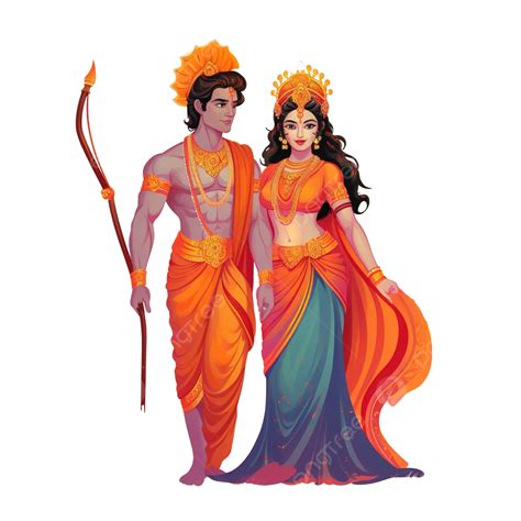 Vector Illustration Of Lord Rama And Goddess Sita For Happy Diwali