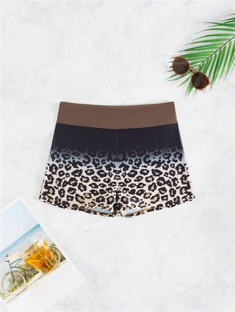 Summer Beach Ombre Leopard Print Elastic Waist Bikini Bottom Sexy Swimwear For Sale Australia