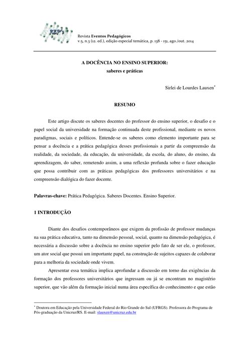 PDF A docência no ensino superior saberes e práticas