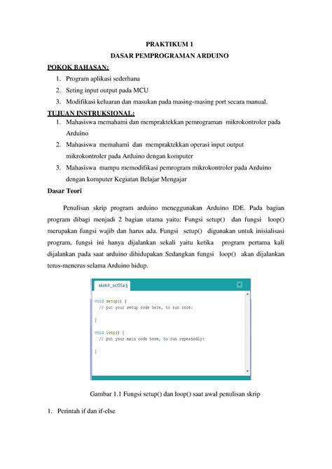 1 Dasar Pemprograman Arduino Praktikum 1 Dasar Pemprograman Arduino Pokok Bahasan Program