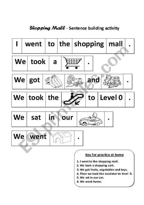 Shopping Mall Sentence Building Activity ESL Worksheet By Snehi