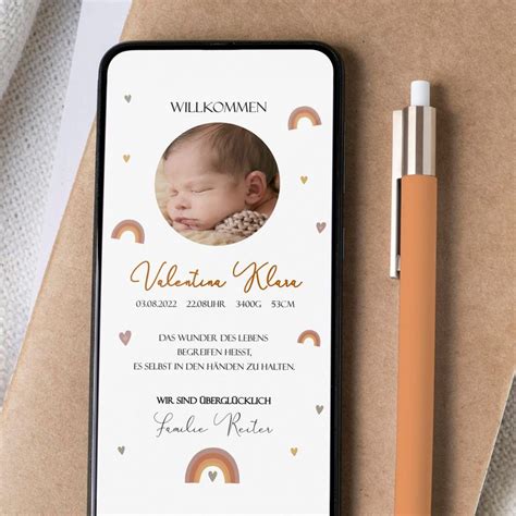 Neutrale Baby Ank Ndigung Digital Editable Baby Announcement Whatsapp