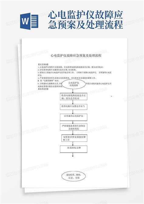 心电监护仪故障应急预案及处理流程word模板下载编号lgykxwwn熊猫办公