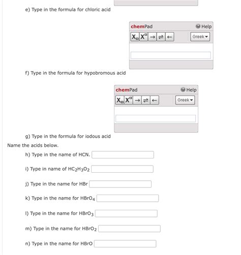 Solved E Type In The Formula For Chloric Acid Chempad