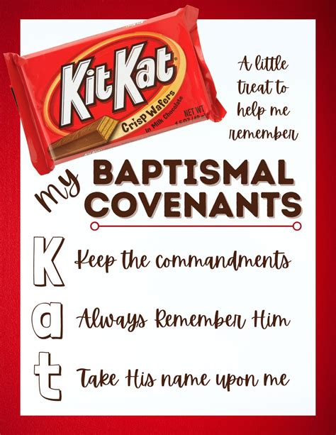 Kit Kat Baptismal Covenants Tag Etsy