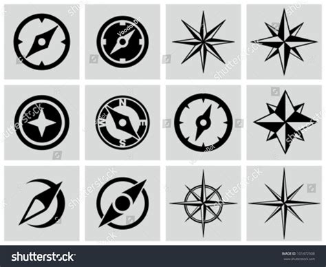 Compasses Icons Set Stock Vector Illustration 101472508 Shutterstock