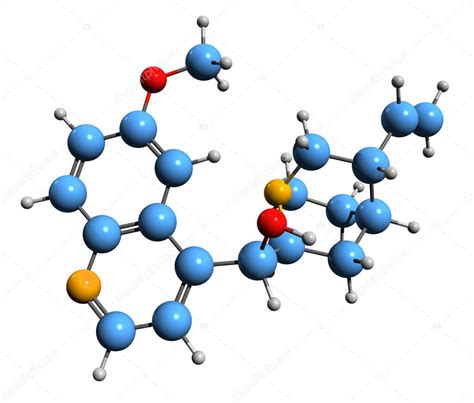 Imagen 3d De La Fórmula Esquelética De Quinina Estructura Química Molecular Del Fármaco