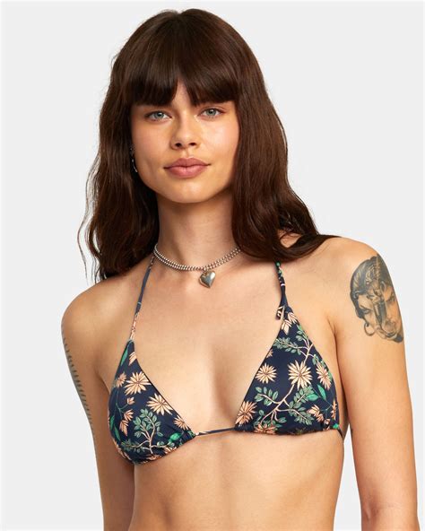 Byrd Halter Triangle Bikini Top Moody Blue Rvca