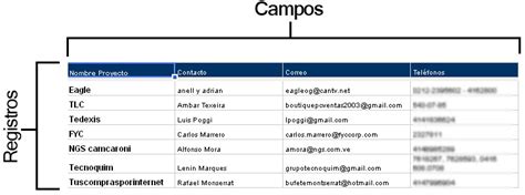 6 ¿qué Es Un Campo Y Un Registro En Una Base De Datos Base De Datos