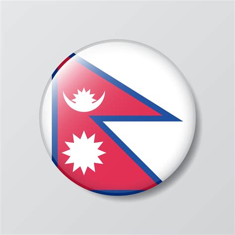 Glossy Button Circle Shaped Illustration Of Nepal Flag Vector