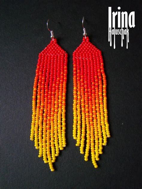 Beaded Earrings Seed Bead Earrings Modern Earrings Boho Etsy Seed