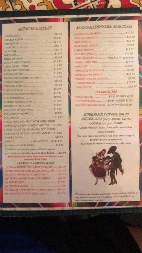 Online Menu Of Mi Rancho Restaurant Restaurant Yuma Arizona 85364