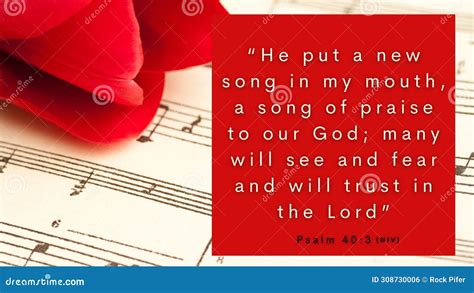 Scripture Verse Psalm 40 3 A New Song In My Mouth Stock Photo Image