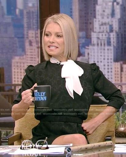 Wornontv Kellys Black Tie Neck Mini Dress On Live With Kelly And Ryan