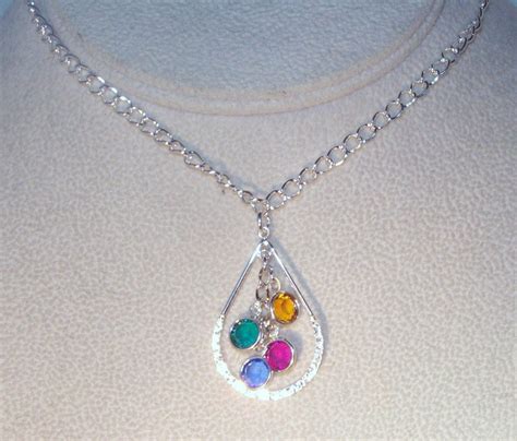 Sterling Silver Teardrop Necklace With 4 Swarovski Crystal Etsy