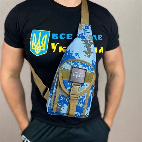 Нагрудная тактическая сумка слинг бананка мужская синего цвета сумка ...